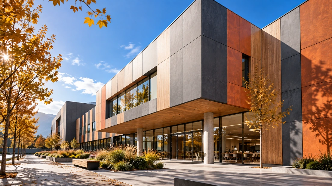 Bardage HPL extérieur pour façade de bâtiment moderne